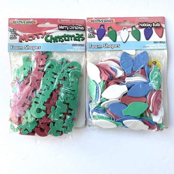Creative Hands Foam Shapes Merry Christmas Holiday Bulb Lot of 2 Art Crafts - Picture 1 of 6